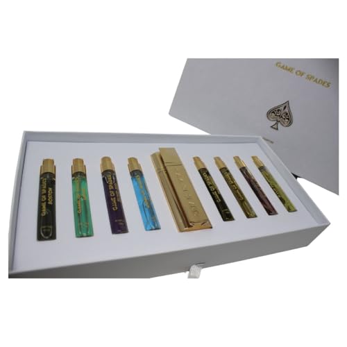 Image of JO Milano Game of Spades 9-Piece Mini Parfum Set for Men & Women - Includes Boston, Moon, Blind Bid, Full House, Diamond, Gold, Ruby, Yellow Sapphire & High Roller (0.33 oz Each