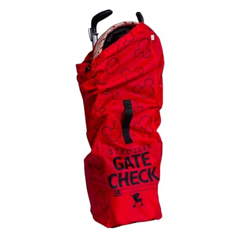 J.L. Childress Disney Baby Gate Check Bag for Umbrella Strollers - Travel Bag for Airplane Fits Most Single Umbrella Baby Strollers Airport Accessories for Gate Check - Mickey Mouse Red