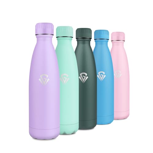Botella Termica 500ml, Garrafa Termica Reutilizable, Cantimplora Acero Inoxidable sin BPA, Botella Termo con Doble, Termo Agua a Prueba de Fugas para Oficina, Colegio, Senderismo, Gimnasio, Deporte