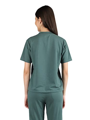 Image of CHKOKKO Women's Terry Cotton Loose Fit Half Sleeve Casual Style T-Shirt