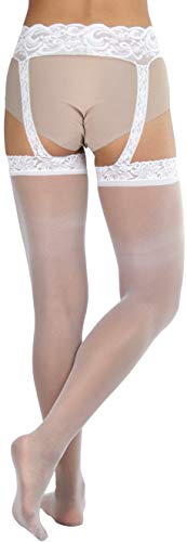 Image of ToBeInStyle Women's Attached Garter Belt Suspender Nylon Stocking Pantyhose