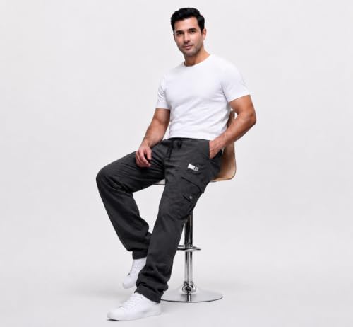 Image of DEELMO Cargo Pant for Men | Cotton Cargo's Pant | Men's Cotton Cargo Trousers | Elastic Drawstring Waist Straight Fit | Comfortable Breathable Cargos for Casual to (Available in Pluse Size)