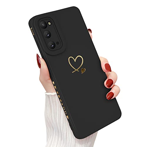 Newseego Coque pour Samsung Galaxy S20 5G Etui pour Filles Femmes, Doré Amour Coeur Motif Doux Silicone Liquide S20 Coque Mignon Coeur Bord Antichoc Housse de...