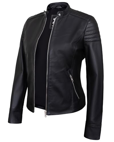 Real Leather Jacket Women - Cafe Racer Style Motorcycle Leather Jackets For Womens