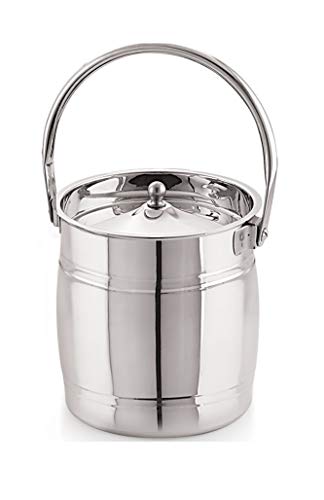 Image of Priya Stainless Steel Apple Milk Can /Milk Barni /Milk Pot /Oil Can with Lid - 2 Litre Capacity, 5.9 Inch Diameter | Rust-Resistant, Durable & Easy to Clean Container for Home & Kitchen Use