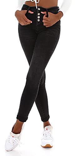 Miss RJ Pantalones vaqueros ajustados de cintura alta para mujer, Negro , 40 Cover