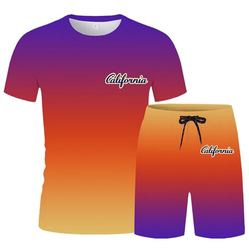 Ensemble Homme T-Shirt Ample en violet clair pour l'été décontracté taille M