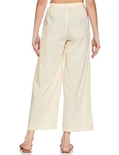 Image of Pack of 1 Stylish & Comfortable Rayon Cotton Straight Cut Wide Legs Palazzo Trousers for Women /Knitted Rayon Cotton Ethnic Palazzo White