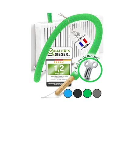 l'ORIGINAL Brosse Radiateur Longue 115cm I Brosse pour Radiateur sans Rayures I Plumeau Radiateur avec Housse Flexible et Lavable I Brosse de Nettoyage Radiateur pour Un Air Ambiant Agréable (Vert)