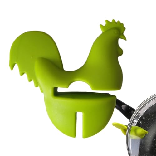 Clip Spoon Holder - Spoon Utensil Holder Clip for Pot Side - Anti-Spill Soup Rooster Shape Silicone Pan Clip Spoon Rest Cooking Helper Lid Supporter