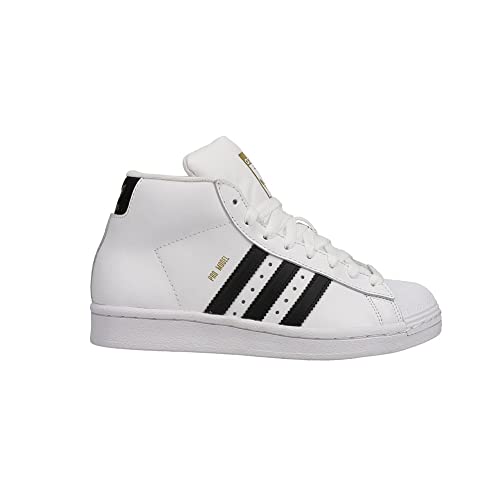 adidas Originals unisex-child Pro Model Sneaker , White/Black/Gold Foil , 4.5 Big Kid