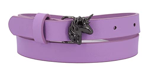 EANAGO Cinturón infantil 'Unicorn' para niñas (niños de jardín de infantes y escuelas primarias, 4-8 años), caderas 47-62 cm, con hebilla de unicornio (Violeta) Cover