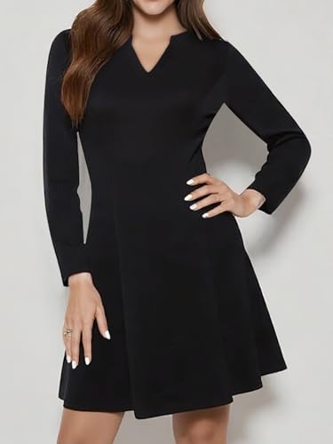 Image of YIOYOLA Womens Elegant Classy A-Line V Neck Mini Business Casual Work Dresses Party Cocktail Short Dress with Pockets