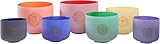 ENERGYSOUND 432 Hz 6-12 Inch Coloured Chakra Design Set of 7 Quartz Crystal Singing Bowl Healing & Yoga Meditation