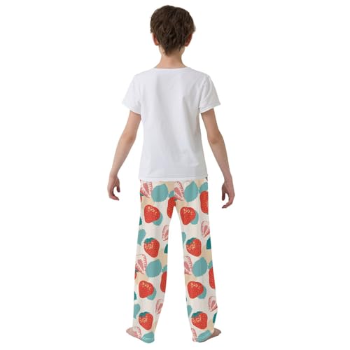 ZZKKO Cartoon Strawberries Boys Pants for Kids Jogger Pants with Pockets S-XL3
