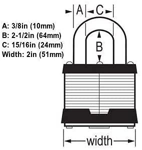 Master Lock Magnum M5NKALJSTS-10 – 10 Keyed Alike Padlocks, 2" Body, 2.5" Shackle, BumpStop Technology, Weatherproof