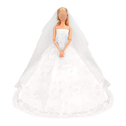 Barwa Wedding Dress With Veil White Princess Evening Party Clothes Wears Dress Outfit Set For 11.5 Inch Doll #TOP3