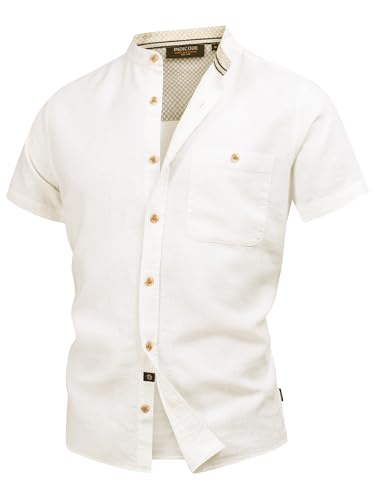 Indicode Herren INHelmer Kurzarm-Hemd mit Stehkragen | Herrenhemd Männerhemd Offwhite, S