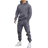 Survetement Homme Ensemble Ensemble Jogging Homme 2 Pièces Sweat Hoodies Et Pantalon Jogging Survêtement De Sport Couleur Unie Ample Et Confortable Combinaison De Sport pour Gym Et Fitness