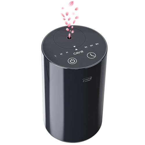 Cavir Diffuseur d'huiles essentielles sans Eau - Mini Machine à air Portable - Aromathérapie - Charge USB - 1/2/3H/temps - 3 Niveaux de Brume - pour la...