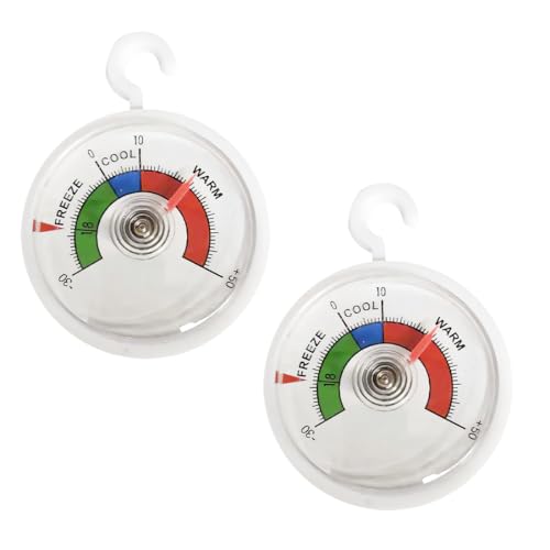 2 Piezas Termometro Nevera, Termómetros para Congelador y Frigorífico de Acero Inoxidable, Termómetro de refrigeración analógico pequeño y práctico control para frigorífico o congelador, multicolor