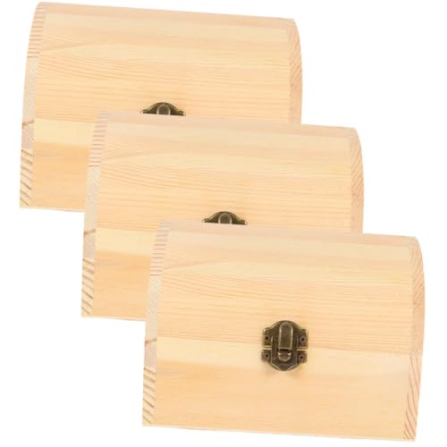 SOLUSTRE 3 piezas Caja de Madera Pequeña para Almacenamiento Caja Decorativa sin Terminar para Manualidades para Joyas y Regalos Diseño Blanco para Pintar y Personalizar