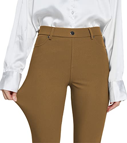 Amoy Women's Dress Jeggings Skinny Pants Stretchy Work Trousers Business Casual Leggings with Pockets Office4