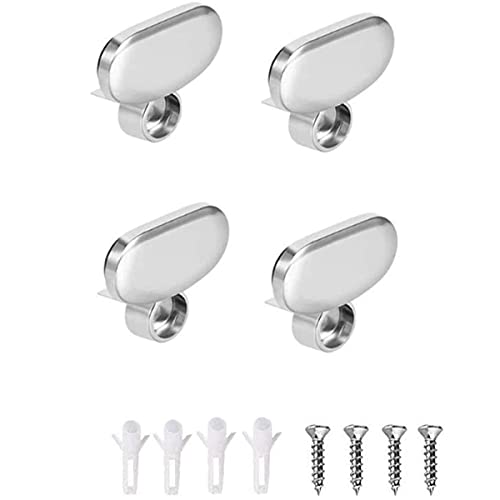 Mirror Clips, Glass Clips Clamps Holder - Oval Wall Mounted Mirrors Bracket/Clip -Bathroom Mirrors Supporting Sheet Mirror Fixed Fitting - (4 Pcs)