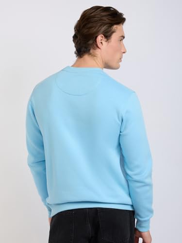 Image of Park Avenue Men Full Sleeve Slim Fit Solid Pattern Cotton Polyester Blend Regular Neck Regular Neck Casual Sweatshirt