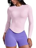AVGO Workout Shirts Women Sports Running Gym Tops, Soft Women's T-Shirts, Breathable Athletic Slim Fit Sportwear (Pink Lady, Medium)