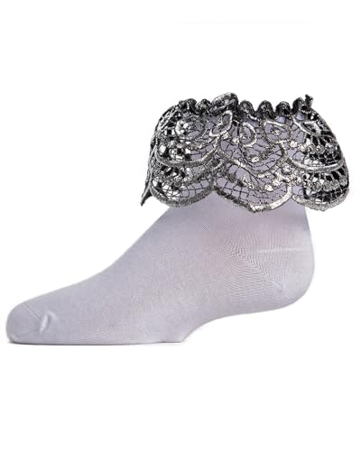 Image of MeMoi Metallic Scalloped Cotton Blend Anklet Socks