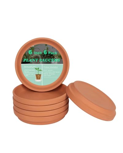 vensovo 6 Inch Terracotta Plant Saucer Pots Tray - 6 Pcs Round Planter Saucers for Indoor & Outdoor Plants Small Clay Trays Perfect for 5 Inch 5.5 Inch 6 Inch Flower Pot