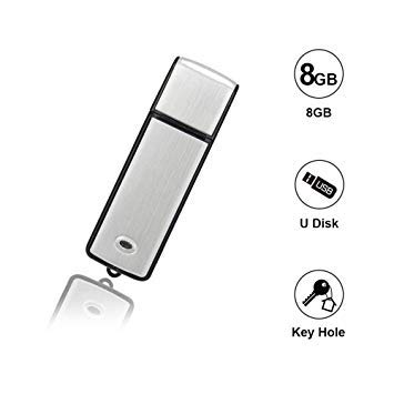 Mini gravador de voz digital de 8 GB com capacidade recarregável por USB, dispositivo de gravação de