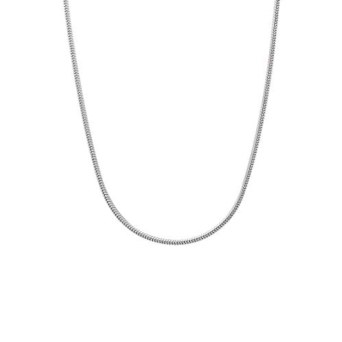 Image of Parnika 925 Pure Sterling Silver Round Snake Chain Necklace for Men & Women | Chandi Chain for Girls & Boys | Italian Style Silver Chain | 16 18 20 24 Inch | 0.9mm 1.1mm 1.3mm