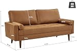HIFIT 58" Canapé canapé Loveseat, Mid Century Modern Faux Canapé en cuir avec siège d'amour profond cousu à la main & 2Pillows, Accueil Canapé Salon Petites Couches pour Petit Space,Chambre à coucher,Bureau,Structure en bois massif,Brown