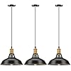 Pynsseu farmhouse style industrial pendant light vintage barn hanging pendant lighting modern pendant lamp fixture 3 pack oil rubbed black finish  urban country home decor