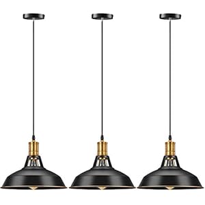 Pynsseu Farmhouse Style Industrial Pendant Light Vintage Barn Hanging Pendant Lighting Modern Pendant Lamp Fixture 3 Pack Oil Rubbed Black Finish