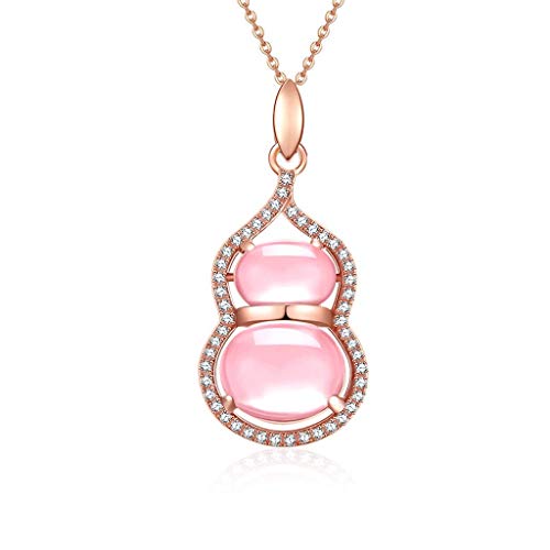 Collier ras du cou avec pendentif gourde en cristal rose et zircone ajustable pour femme