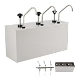 ROGONPDK 3x4 Liter Edelstahl Pump Saucenspender | Edelstahl Ketchup Spender | Senf Behälter | Pumpspender Senfspender | Dosierspender | Sauce Dispenser | Senf- Und Mayospender | Soßenspender