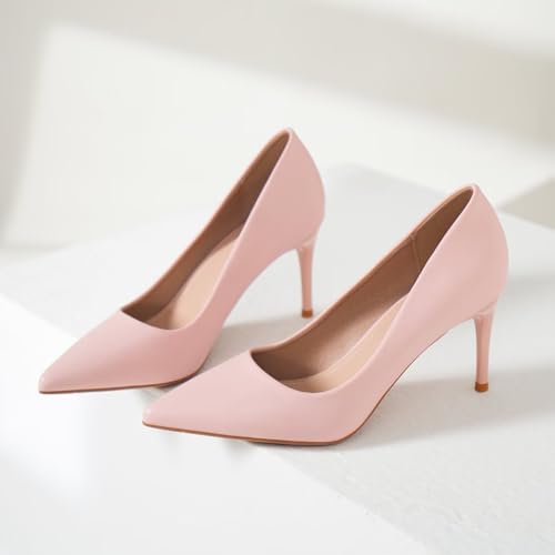 Image of Women's Low Kitten Heel Pumps Classic Fashion Dress Pumps Simple Heeled Shoes for Office Work