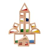 Ldduopp Bloques Sensoriales - Juego De Clasificación Stem De Madera con 15 Piezas para Aprender - Bloques Coloridos Juegos de Construcción para Niños,para Niños Y Niñas En Aula Hogar Jardín De