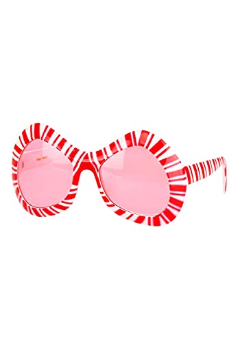 Candy Cane Mod Glasses - Red and White Striped, Plastic
