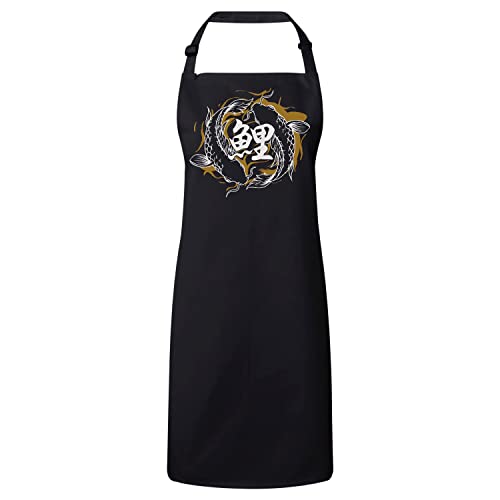 Tablier cuisine poisson koi carpe japonaise asie en textile premium