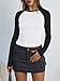 Trendy Queen Womens Long Sleeve Shirts 2025 Fall Fashion Outfits Clothes Slim Fitted Basic Tee Going Out Crop Tops Cute Y2k Teen Girl Color Block T Tshirts Clothing White Black Combo