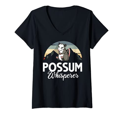 Mujer Possum Whisperer Opossum Comida para animales Camiseta Cuello V