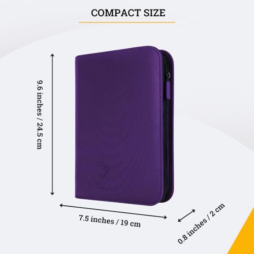 Image of Card Guardian - 4 Pockets Premium Binder | Zip | Space for 160 Cards | Compatible with Magic, Yugioh, Sports Cards (Purple)