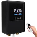 Tankless Water Heater Electric, 5500W 110V Instant Hot Water Heater with Remote Control and LCD Touch Screen on Demand, Bathroom Sink and Faucet, Save Space (Black)