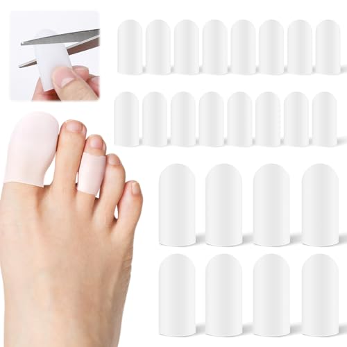 Samamoca 24 Stück Zehenkappen,Zehenschutz Silikon gegen Hühneraugen & Blasen,Zuschneidbar, Wiederverwendbar&Weich,Ideal für Alltag,Sport,Wandern–Auch als Hühneraugenpflaster &Blasenpflaster