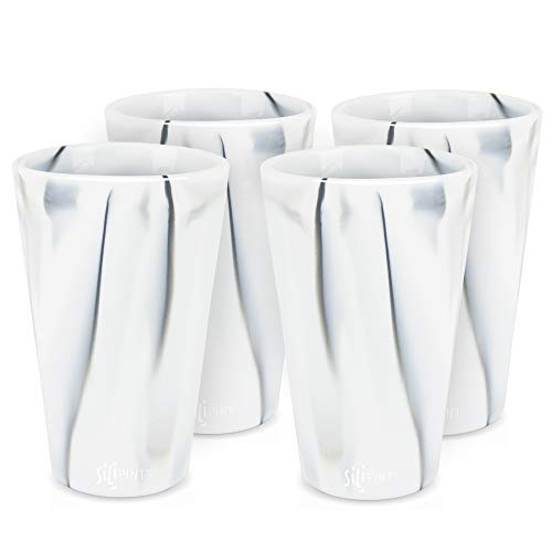 Silipint Silicone Pint Glasses, Unbreakable, Reusable, Durable, And Shatterproof 16-Ounce Silicone Cups For Parties, Sports, And Outdoors, Mountain Marble, Pack Of 4 #TOP11