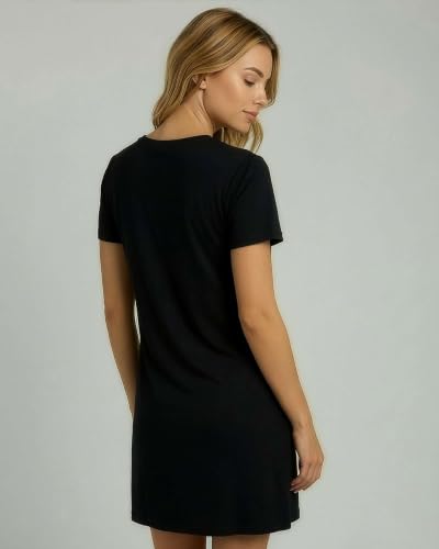 Image of Real Essentials 3 Pack: Women's Cotton Short Sleeve Nightgown Nightshirt Sleepshirt Ladies Sleepwear (Available in Plus Size)